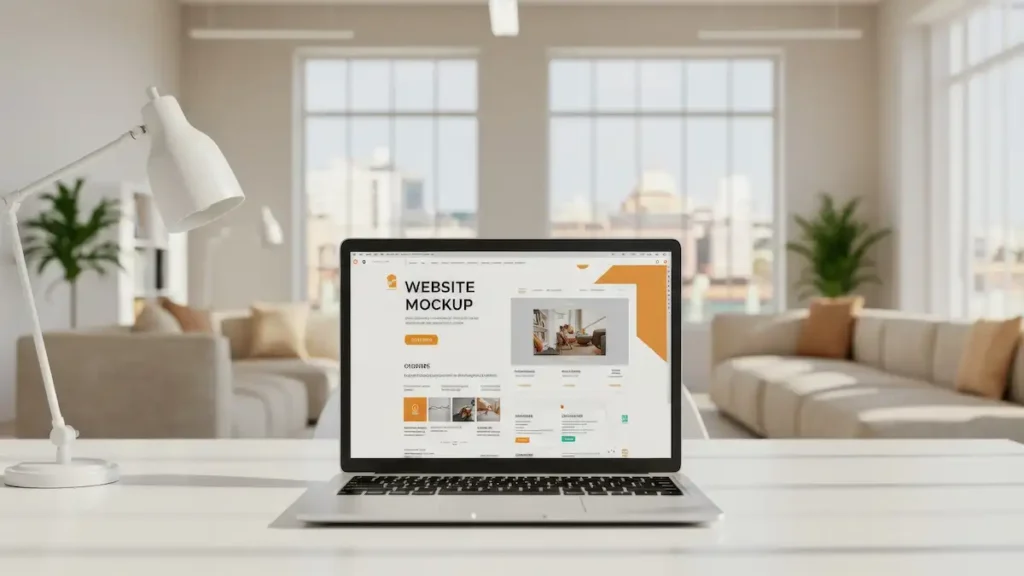 clean website build displayed on pc